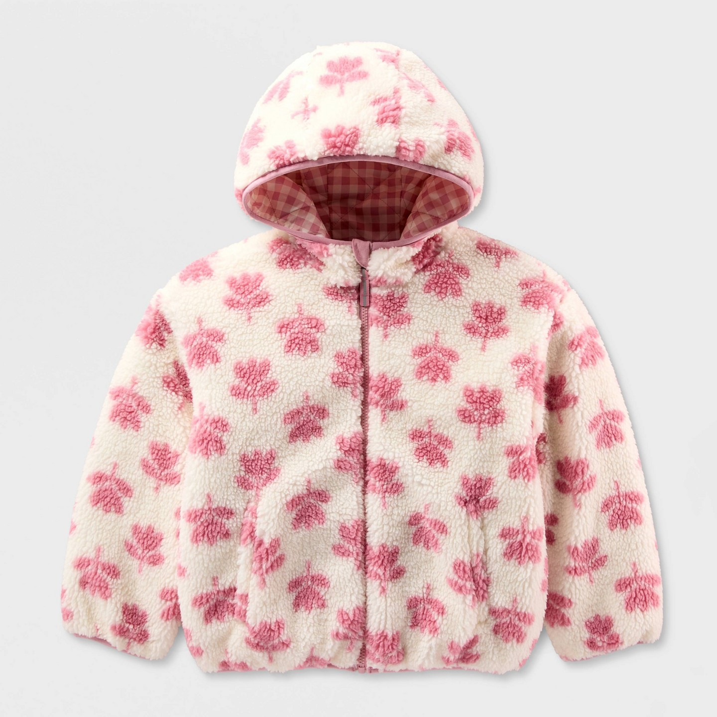 Куртка Cat & Jack Plaid Print Reversible Puffer Jacket для девочек, цвет: Розовый — фото 2