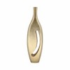 Modern Sleek Metallic Table Vase with Cutout Design for Faux Stems, or Fresh Flowers - Perfect Accent for Home, Office, and Bedroom Decor - 23" Gold - 2 of 4