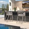 PURPLE LEAF Counter Height  Sunbrella Stools Set of 2 Modern Rattan Wicker with High Back Arms for Outdoor - 2 of 4