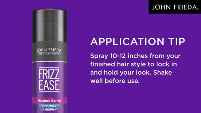 John Frieda Frizz Ease Moisture Barrier Firm Hold Hairspray, Anti Frizz Hair Straightenener - 12oz, 2 of 10, play video