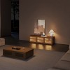POVISON 59" Mid-Century Modern Wood Slatted TV Stand with LED lights, LED TV Stand, Walnut Color TV Console - 3 of 4