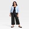 Women's Faux Leather Sailor Pants - A New Day™ Black - 3 of 3