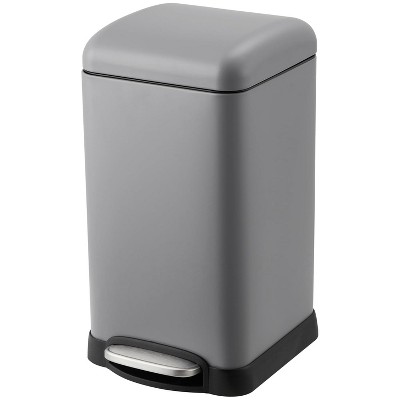 Stainless Steel Trash Can, 3.2 Gallon Lid, Soft Closing Pedal, Fingerprint Resistant, Durable, Suitable for Kitchen Bathroom Trash Can