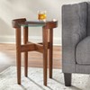 2pc Dayton Round Coffee and End Table Set Walnut - Lifestorey: Tempered Glass, Rubberwood Frame - 3 of 4