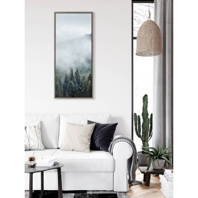Gray Framed Evergreen Forest Landscape Canvas Print, 18" x 40"