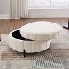 31.5" Round Velvet Storage Ottoman,Upholstered Footstool,Tufted Pumpkin-Shape Accent Ottoman for Living Room or Bedroom-Maison Boucle - 3 of 4