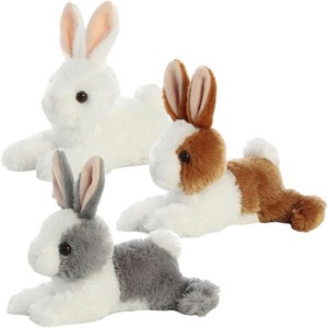 Aurora Baby Bunnies Plush Set, 8-Inch Stuffed Animals, Warm Brown, Gentle Grey, Snowy White, 3-Count - 1 of 4