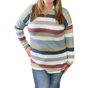 Women's Stripe Hoodie - honeyme - 1 of 2