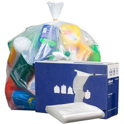 Plasticplace 32-33 Gallon Trash Bags, Clear, 1.5 Mil (100 Count)