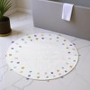 HomeRoots 32" Green Purple And White Cotton Round Polka Dots Bath Rug - 2 of 4