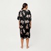 Anna-Kaci Lounge Women's PLus Size Satin Nightgown with Allover Floral Print Relaxed Fit Scoop Neckline and Flowing Short Sleeves - 4 of 4