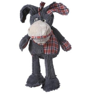 Multipet Plaidimal Plush Dog Toys with Soft Bodies and Plaid Patches, Donkey