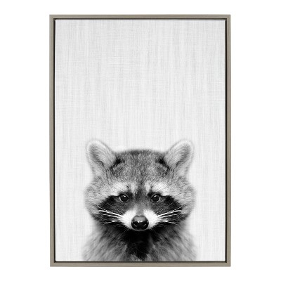 23" x 33" Sylvie Raccoon Framed Canvas by Simon Te Tai Gray - Kate & Laurel All Things Decor