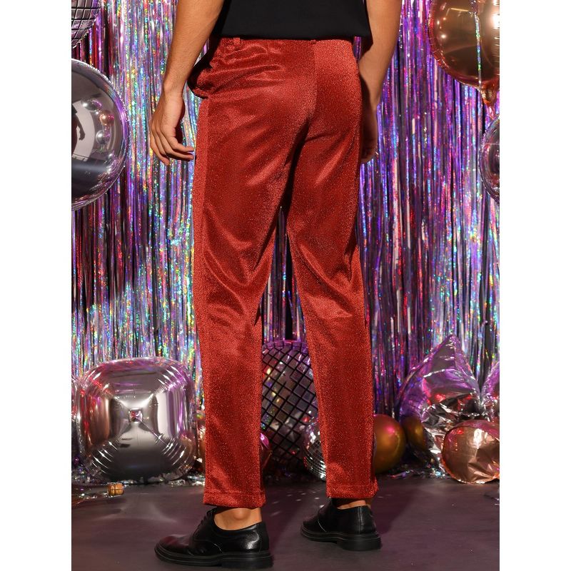 Lars Amadeus Men's Straight Leg Party Nightclub Glitter Metallic Dress Trousers, 3 of 6