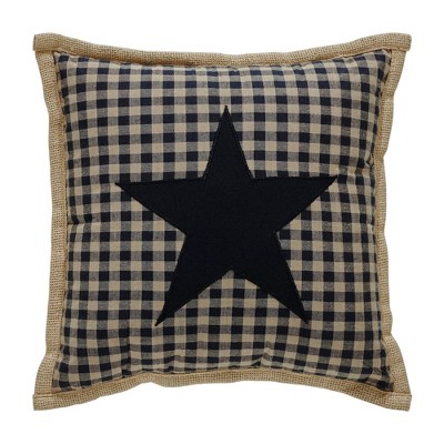 Black Check Star Pillow 12x12  VHC Brands