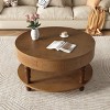 INFURNIC Coffee Tables Modern Round Coffee Table with Dual Storage and Hidden Compartment for Living Room, Brown, 31.5"*31.5"*21.25" - 3 of 4