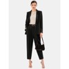EXLURA Women's Business Blazer and High Elastic Waist Pant Suit Set Loose Fit Casual Fall Winter 2 Piece Suits for Work - 2 of 4