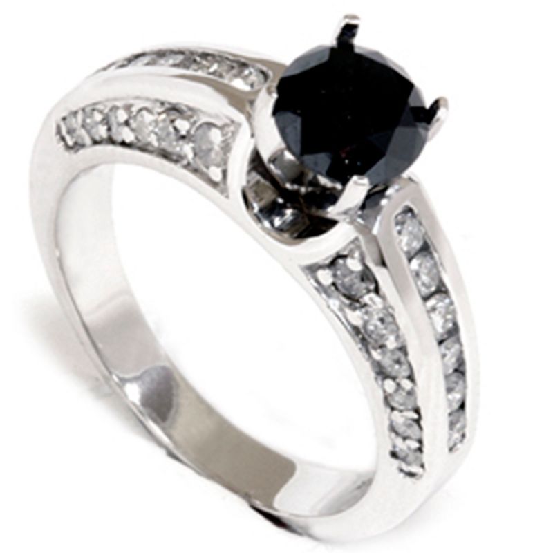 Pompeii3 3ct Treated Black & White Accent Diamond Engagement Ring 14K White Gold, 2 of 4