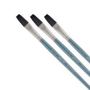 Mimik Professional Watercolor Brushes - Flat Set of 3 - Synthetic Squirrel Hair - Natural Bristle Artist Brushes for Watercolors, Gouache & Acrylics - - 1 of 4