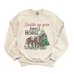 Simply Sage Market Women's Graphic Sweatshirt Saddle Your Jingle Horse - 1 of 4