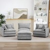SeaCamel Modular L-Shaped Sofa, 102" 3-Seater Cloud Couch w/ Ottoman, Grey - 2 of 4