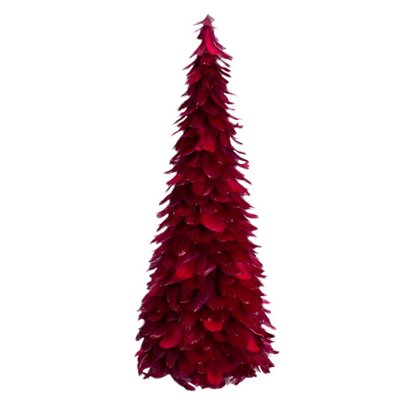Northlight 24" Plum Feather Table Top Christmas Tree with Glitter, 1 of 7