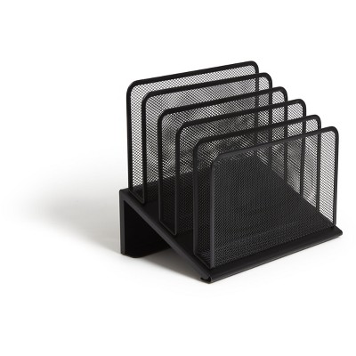 Matte Black Metal Mesh 5-Compartment File Organizer