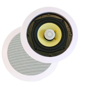 Monoprice 2-Way Aramid Fiber In-Ceiling Speakers - 8 Inch (Pair) Titanium Silk Dome Tweeters - Caliber Series - 1 of 4