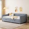 Twin/Full Size Upholstered Tufted Daybed with 2 Storage Drawers/Trundle and Button on Back and Piping on Waved Shape Arms, 4Q -ModernLuxe - 2 of 4