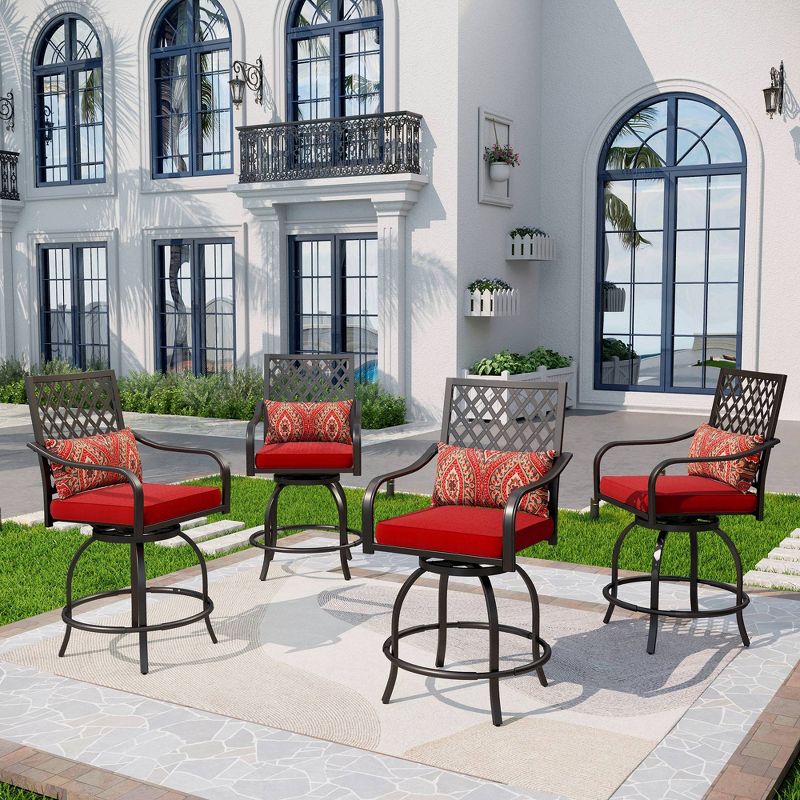 3pc Outdoor Bar Set with Swivel Stools &#38; Square Metal Table with Umbrella Hole - Captiva Designs, 4 of 16