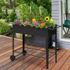 Costway Raised Garden Bed Elevated Planter Box On Wheels Steel Planter ...