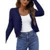 Womens Knit Long Sleeve Open Front Wave Edge Short Cardigan Top - 4 of 4