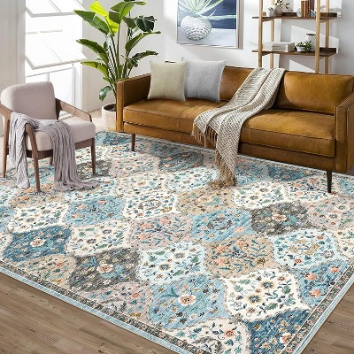 Washable Vintage Runner Rug, Non-Slip, Low Pile, Stain-Resistant, Boho Throw Carpet for Kitchen, Hallway, Living Room, Bedroom.