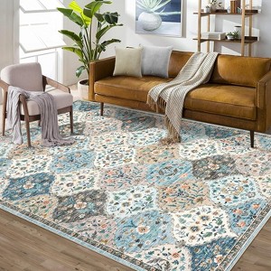 Washable Vintage Runner Rug, Non-Slip, Low Pile, Stain-Resistant, Boho Throw Carpet for Kitchen, Hallway, Living Room, Bedroom. - 1 of 4