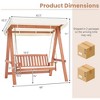 Costway Wood Porch Swing with Canopy Outdoor Patio 2-Seat Swing Bench with Cushions Backyard - 4 of 4