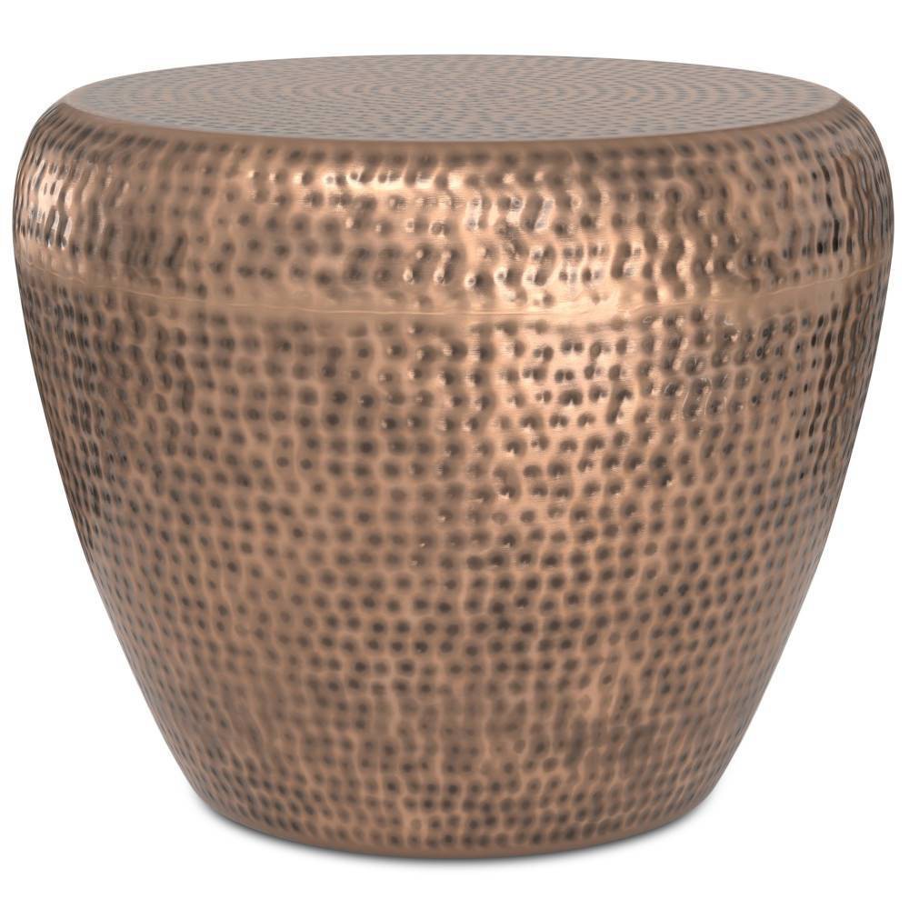 Lerner Metal Side Table Antique Copper - WyndenHall: Drum Shaped, No Assembly, Textured Finish