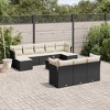 vidaXL 11 Piece Patio Sofa Set with Cushions Black Poly Rattan - Black and Cream - 2 of 4