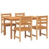 vidaXL Garden Dining Set Natural Wood Solid Teak Wood 5 Piece Set - 3 of 4