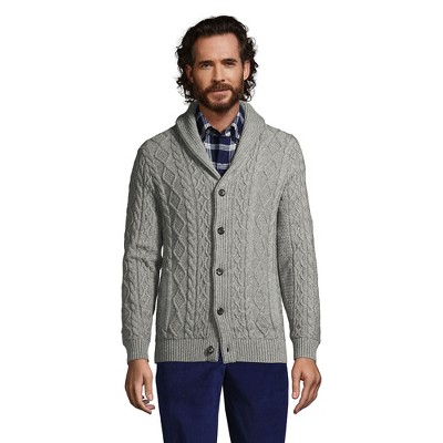 Lands' End Men's Cotton Blend Cable Shawl Cardigan Sweater : Target