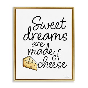 Stupell Industries Sweet Dreams Are Made Of Cheese Floating Frame Canvas Art, Gold, 17" x 21" - 1 of 4