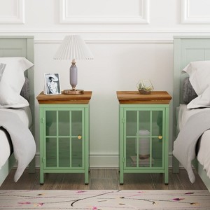 Cierra Nightstand with Storage Cabinet and Solid Wood Tabletop, Sofa Side Coffee Table for Bedroom and Living Room - The Pop Home - 1 of 4