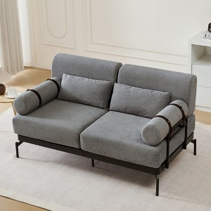 Whisen Chenille Modern Loveseat Sofa with Flexible USB Ports , Unique Cylindrical Armrests - 1 of 4