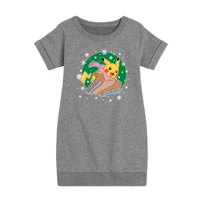 - Pokémon - Pikachu Sled Graphic Short Sleeve Fleece Dress