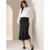 INSPIRE CHIC Women's Satin Casual Office Twist Keyhole Neck Chiffon Slit Sleeve Tops - 4 of 4