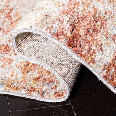 Beige and Rust Hand-Knotted Abstract 8' x 10' Area Rug