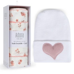 La’dore Organic Baby Swaddle, Burp Cloth & Hospital Hat Set – Soft Muslin Wrap and Newborn Hat – Breathable, Gentle Cotton Baby Essentials - 1 of 4