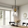 DORESshop Farmhouse 1-Light Wood Grain Pendant with Large Clear Glass Shade, Rustic E26 Hanging Light for Kitchen Island - 2 of 4