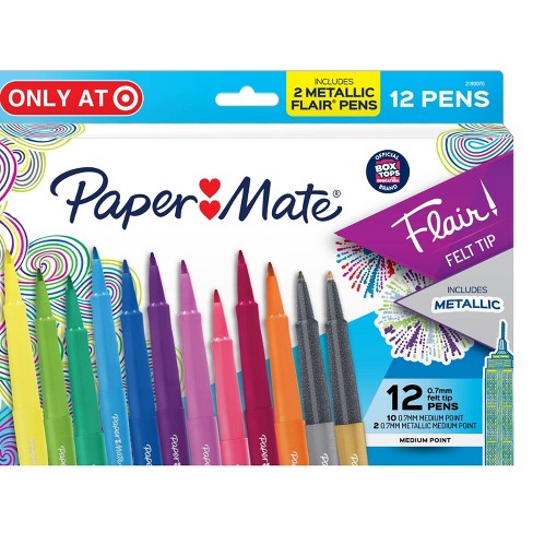 Paper Mate Flair Felt Tip Pen, Point Guard Medium, Black Ink - 12 pack