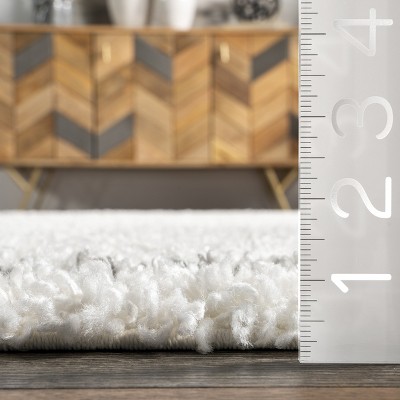 Braided White Shag Rectangular Easy Care Synthetic Rug