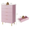5 Drawer Dresser for Bedroom,Modern Pink Dresser with Gold Handle and Large Drawer - 2 of 4